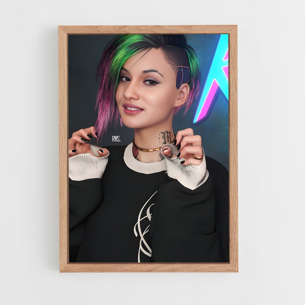 Poster Judy en Vert – affiche Cyberpunk (vue 4)